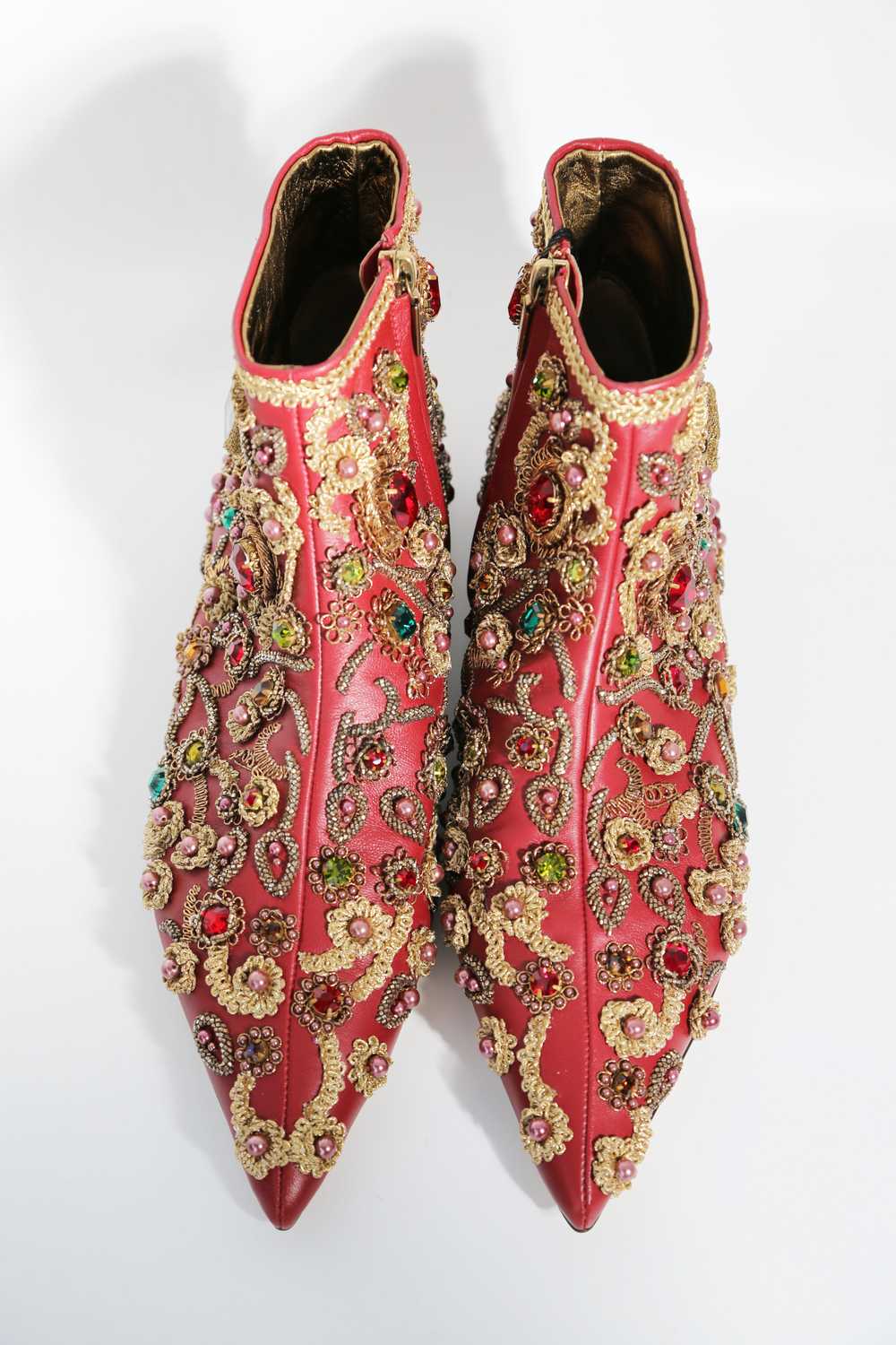 Dolce & Gabbana D&G Red Jewelled Ankle Boots - image 3