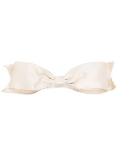 Large White Satin Bow Barette Hair Clip