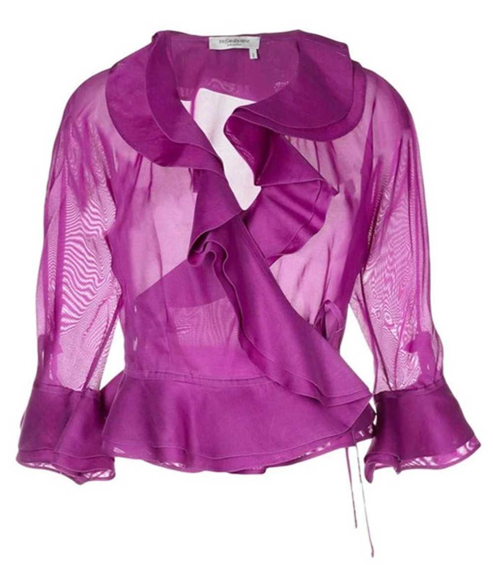 Saint Laurent Fuchsia Draped Blouse - image 1