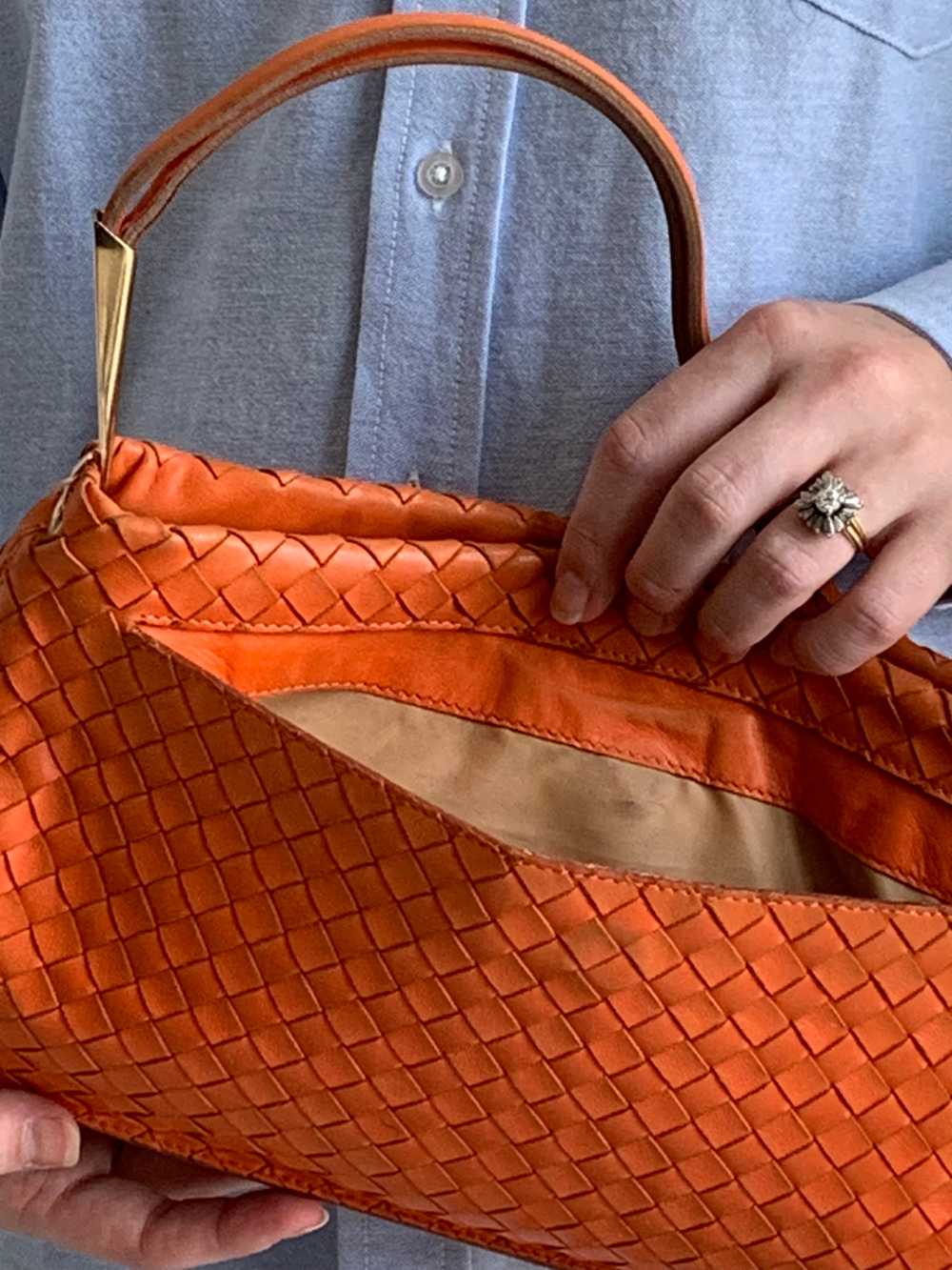 Vintage Bottega Veneta orange shoulder bag - image 4