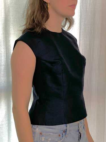 Navy vintage peplum top