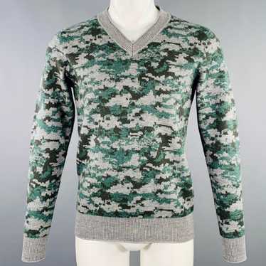 Other Grey Green Camouflage Wool VNeck Sweater - image 1