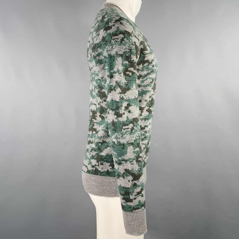 Other Grey Green Camouflage Wool VNeck Sweater - image 3