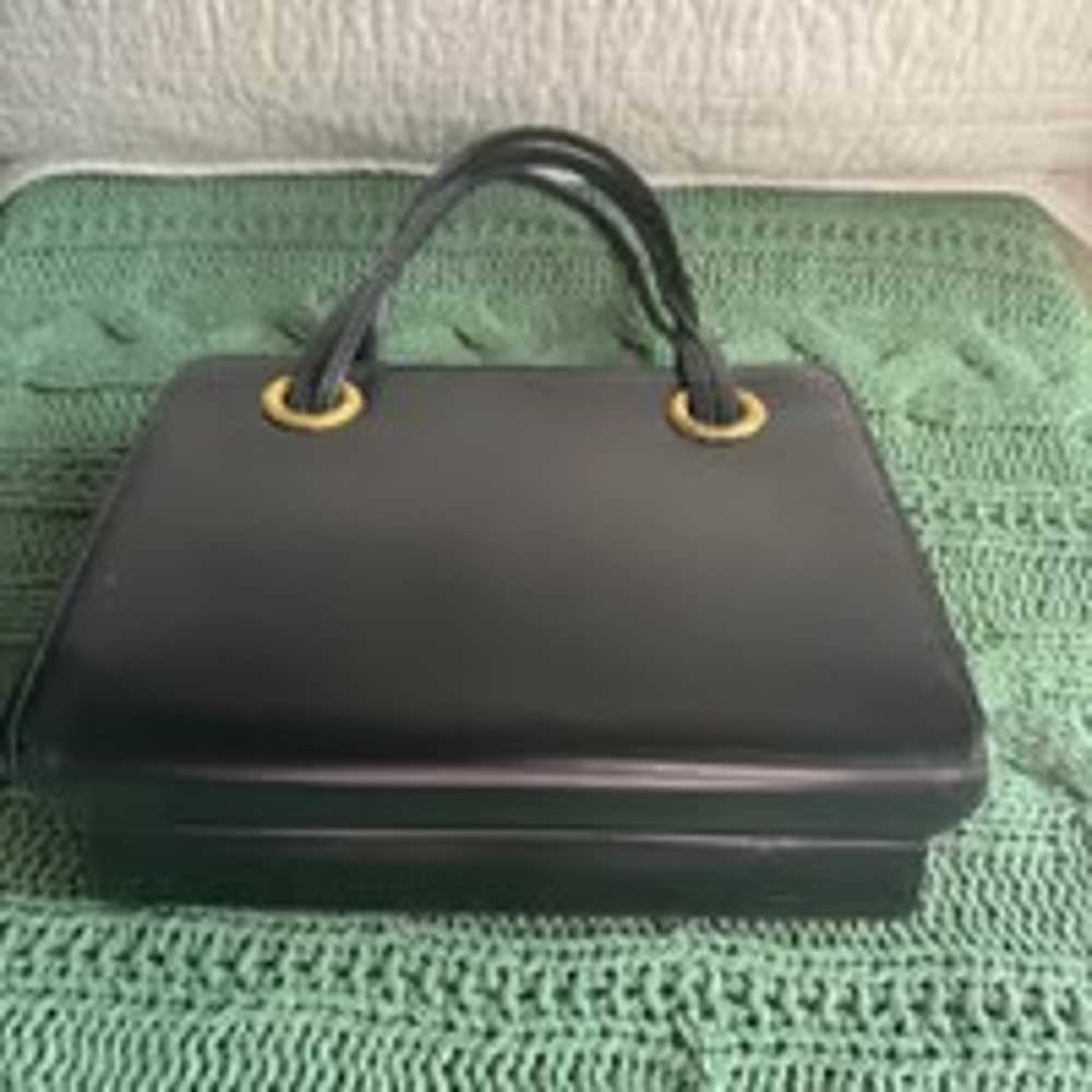 VINTAGE 1960s BLACK LEATHER HANDBAG PURSE BY BLOCK - image 3