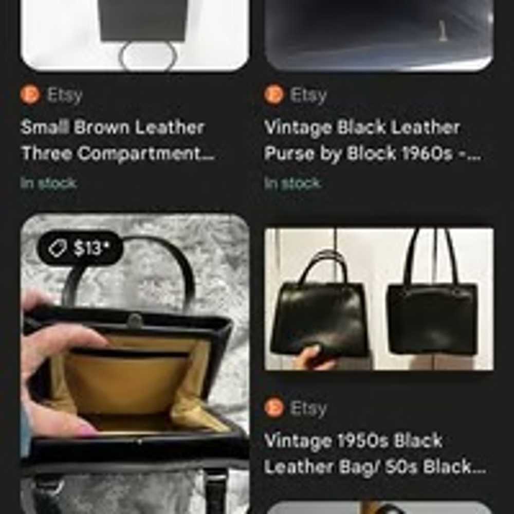 VINTAGE 1960s BLACK LEATHER HANDBAG PURSE BY BLOCK - image 5