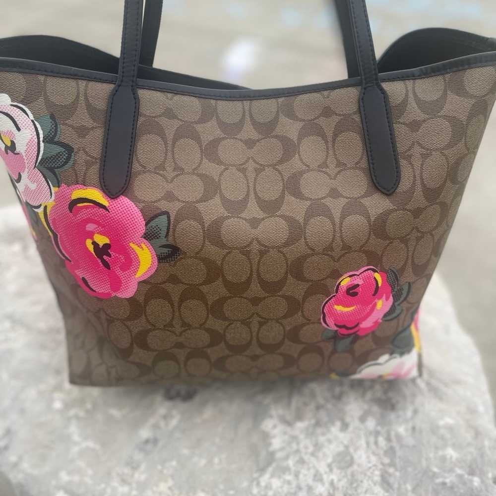 Coach Signature Rose Tote Handbag - image 3