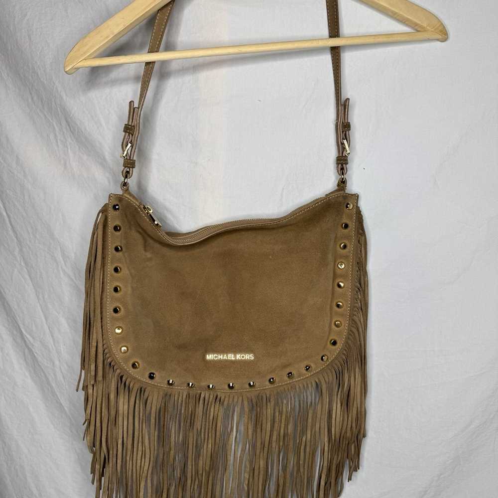 Michael Kors Large Fringe Brown Leather Crossbody… - image 2