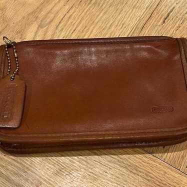 New, 90s Vintage COACH British tan Chunky Case makeup money Pouch 7165 good