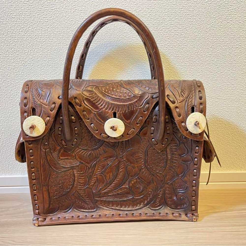 Leather Handbag Brown - image 1