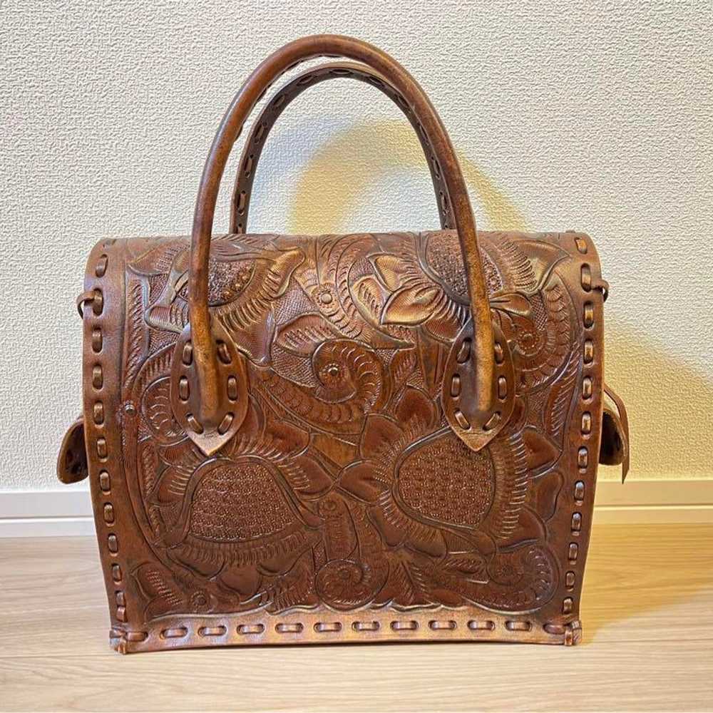 Leather Handbag Brown - image 2