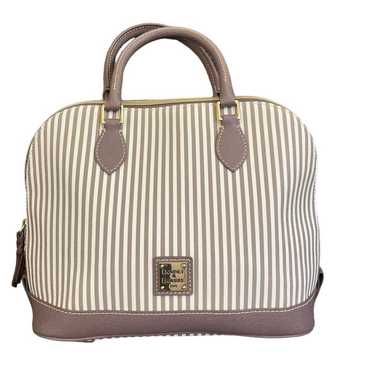 Dooney & Bourke Gray and White Striped Leather Sat