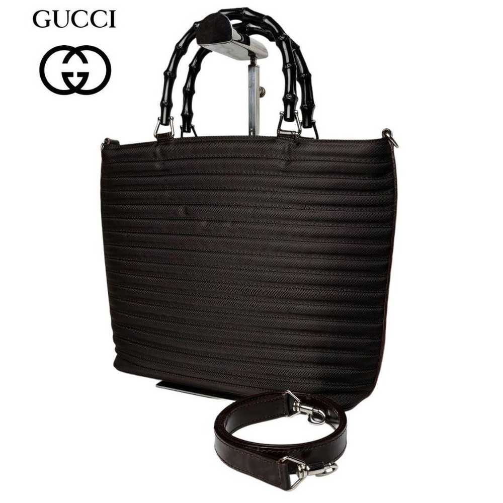 09 Extremely beautiful item GUCCI 2WAY Bamboo Tot… - image 1