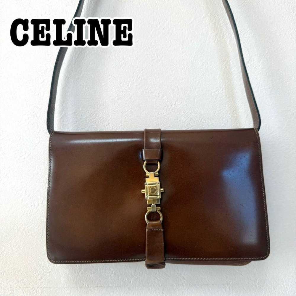 Rare CELINE C Logo Metal Buckle Vintage Leather S… - image 1