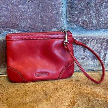 Vintage Fossil Fire Engine Red leather mini clutch