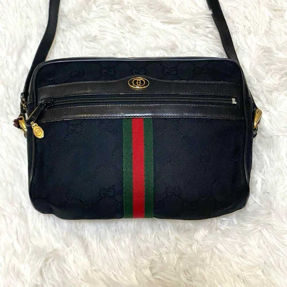 Gucci shoulder bag, Sherry, black with green and … - image 2