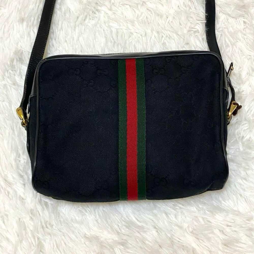 Gucci shoulder bag, Sherry, black with green and … - image 3