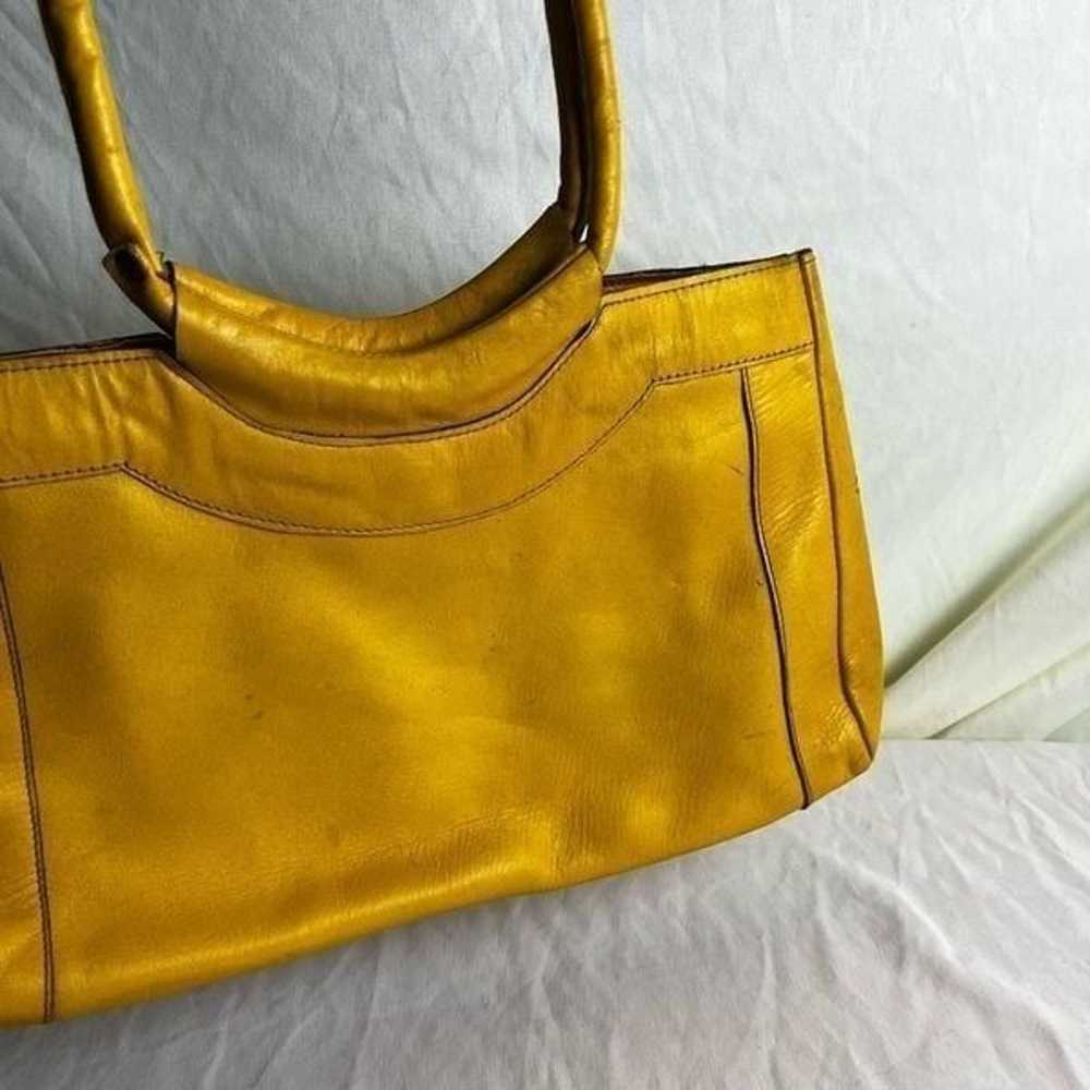 Vintage Yellow Leather Handbag Double Shoulder St… - image 5