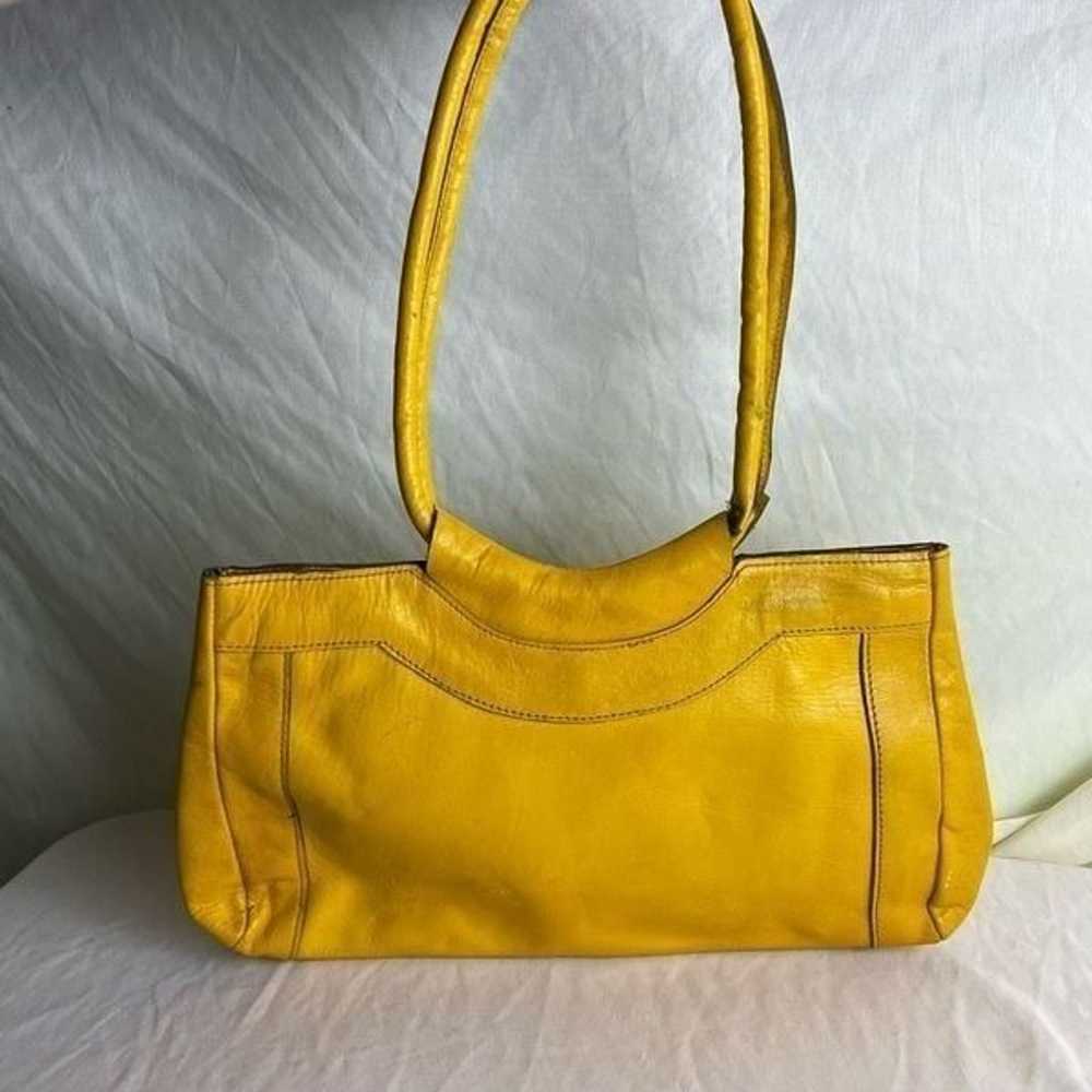 Vintage Yellow Leather Handbag Double Shoulder St… - image 8