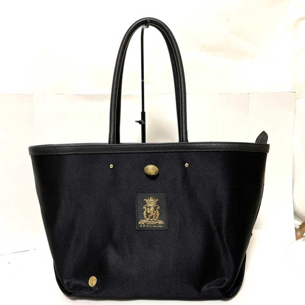 A.D.M.J. Nylon Zipper Tote Bag Black Used - image 1