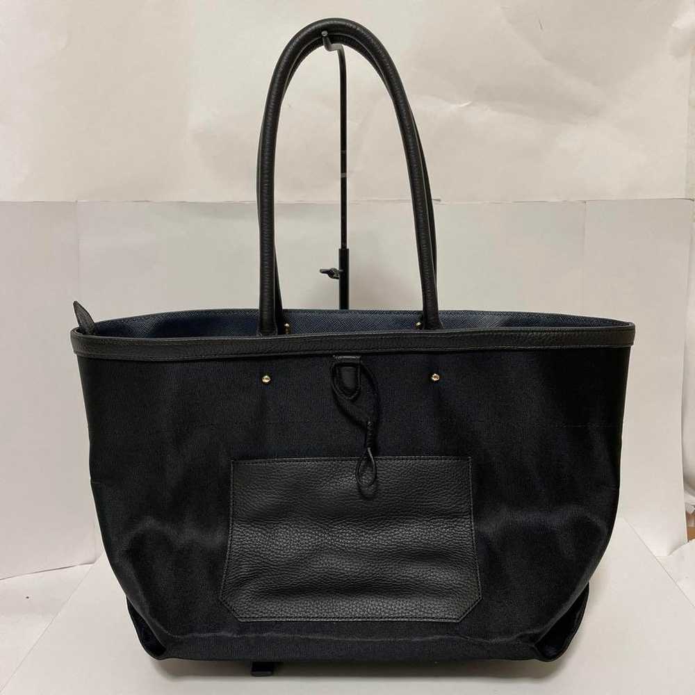 A.D.M.J. Nylon Zipper Tote Bag Black Used - image 2