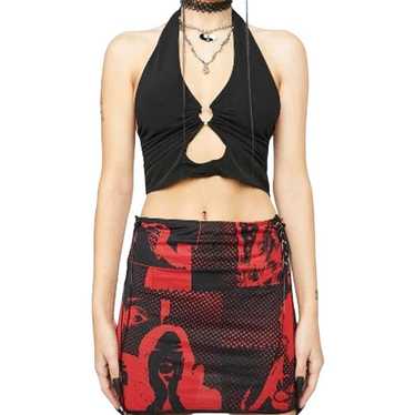 Other Edikted Tati Mini Mesh Skirt Lace-Up Goth R… - image 1