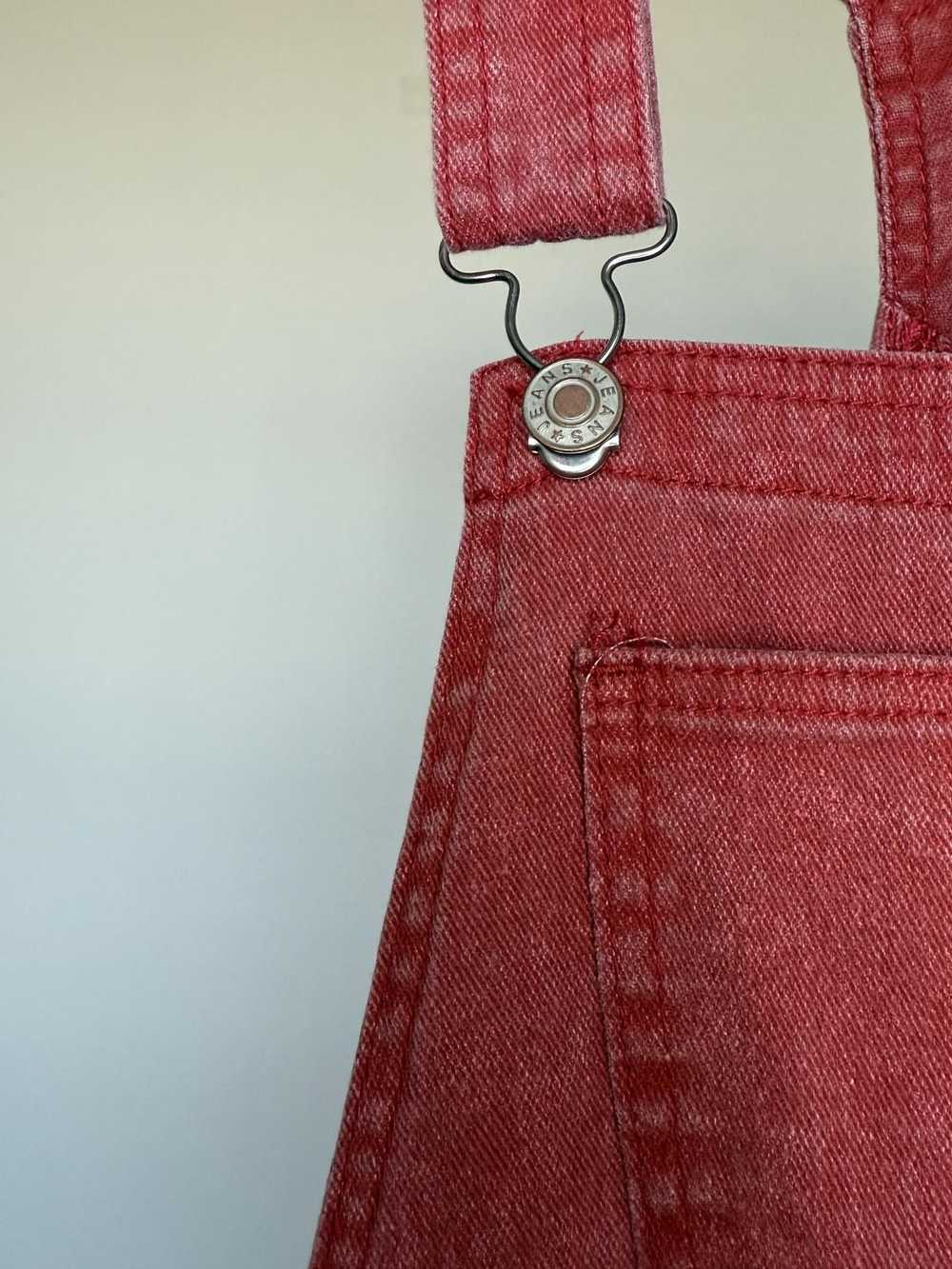 Designer Vintage 90s style Red Denim Overalls - image 3