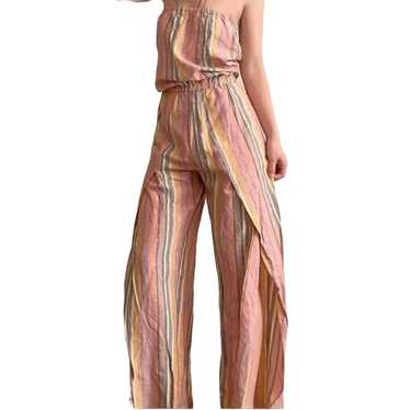 NEW NWT DREW selling ANTHROPOLOGIE Emerson Split Leg Jumpsuit Stripes Strapless Boho XS