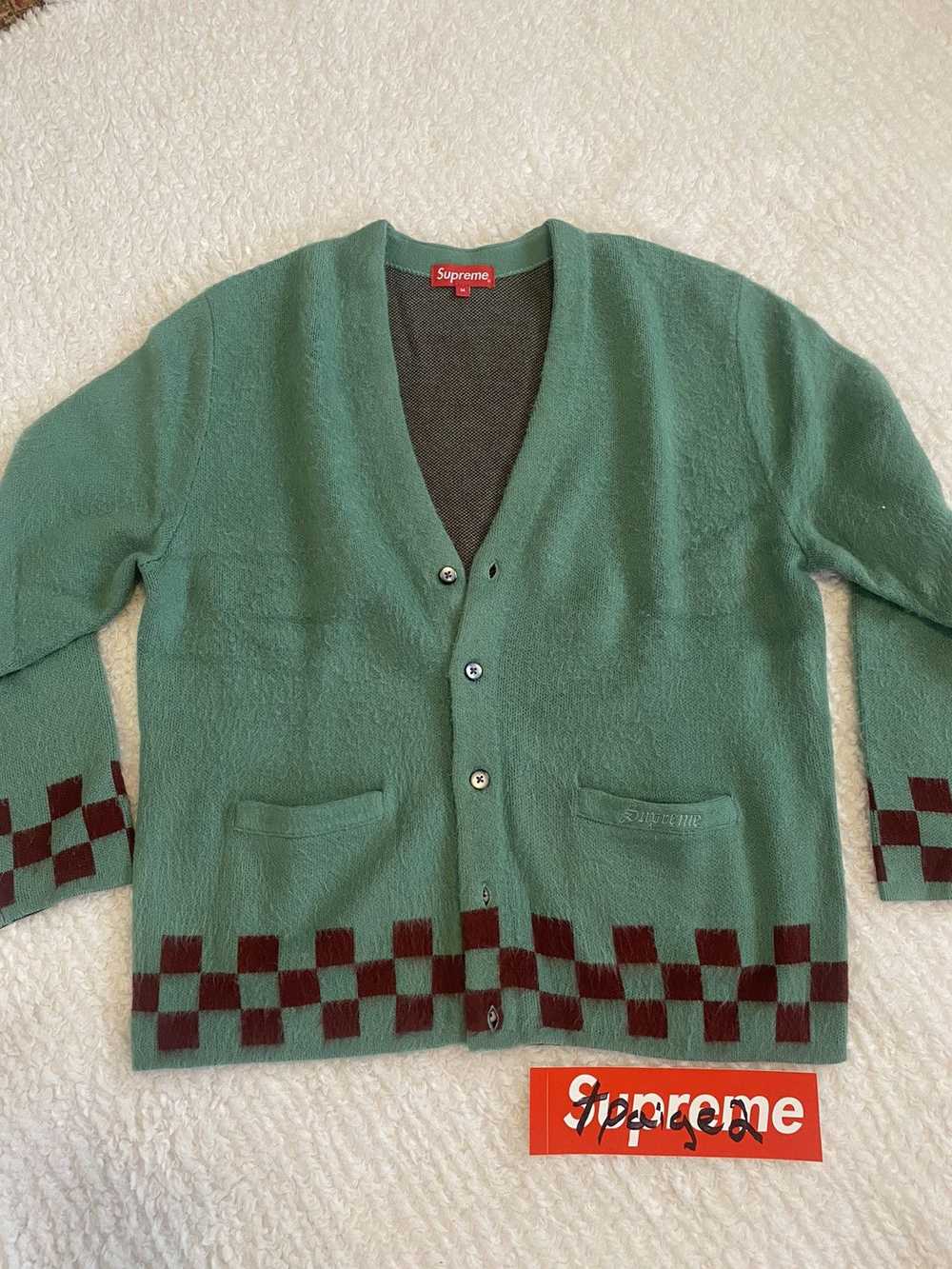 Supreme brushed checkered cardigan - image 1