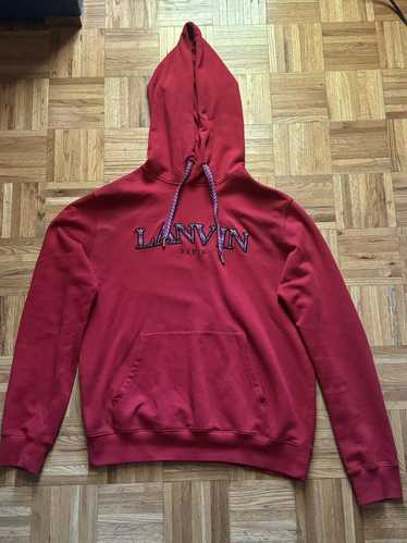 Lanvin LANVIN Curb Red Embroidered Hoodie XL - Lip