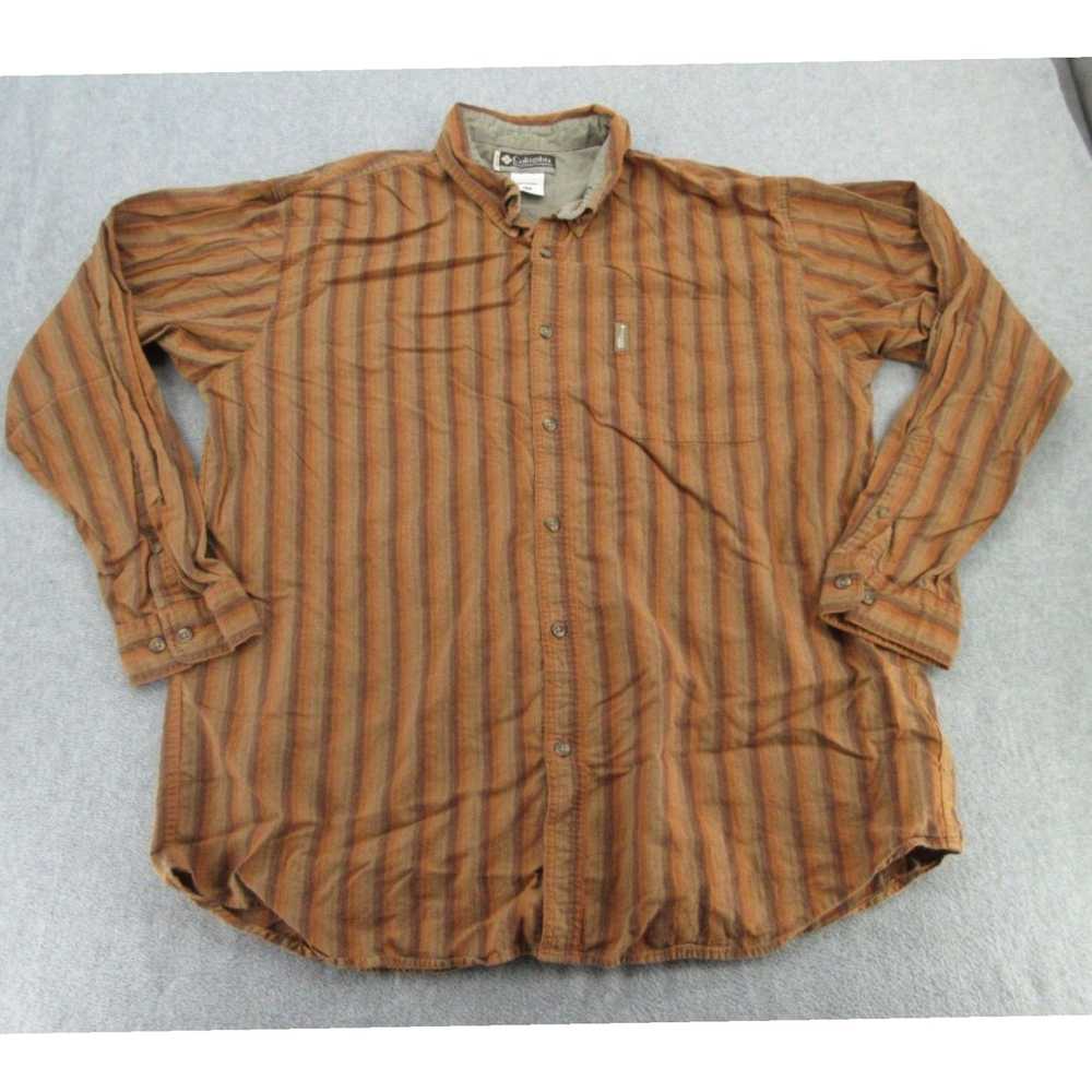 Vintage Brown Striped Long Sleeve Button Up Casua… - image 1