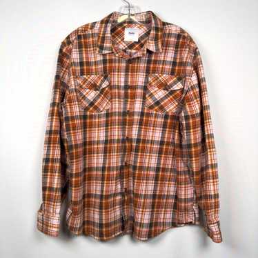 Katin Katin Orange Plaid Pockets Button Up Flanne… - image 1