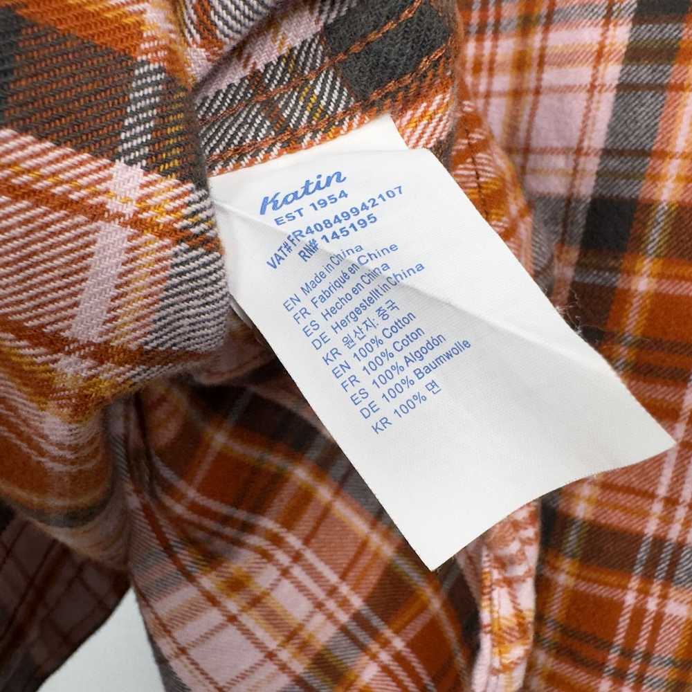 Katin Katin Orange Plaid Pockets Button Up Flanne… - image 4