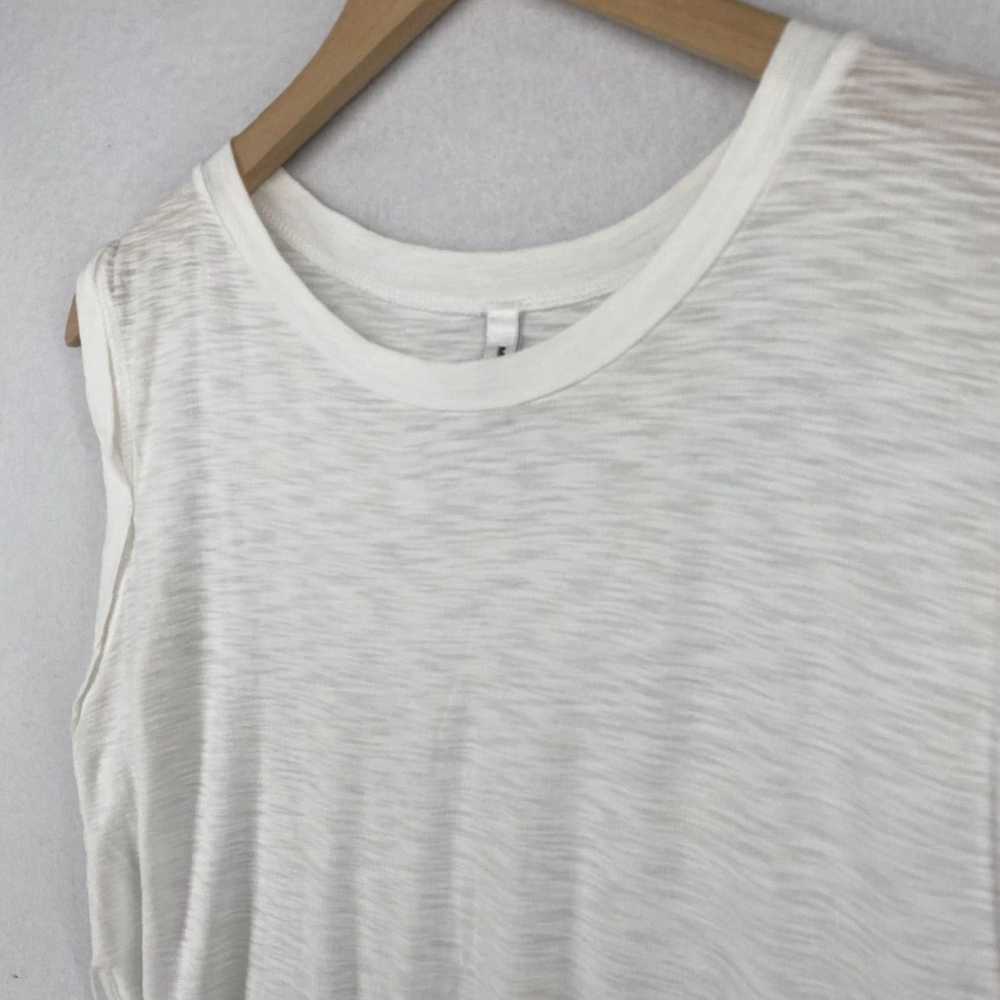 Vintage White Hi Low Shell Cotton Modal Slub Crew… - image 2