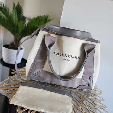 Balenciaga Cabas cloth tote grey bag