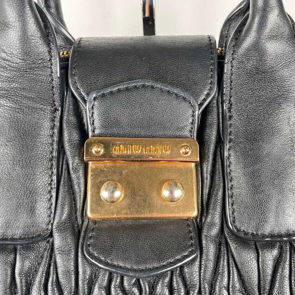 Miu Miu Matelassé Handbag - Black × Gold - Leather - image 8