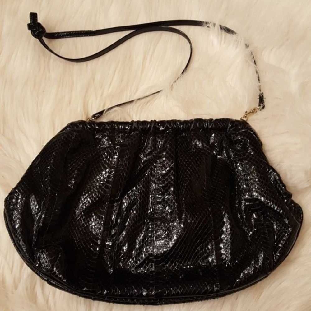 J. RENEE BLACK SNAKE VINTAGE SHOULDER BAG - image 1