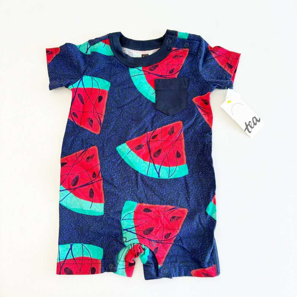 Tea Collection NWT Watermelon Pocket Romper - image 2