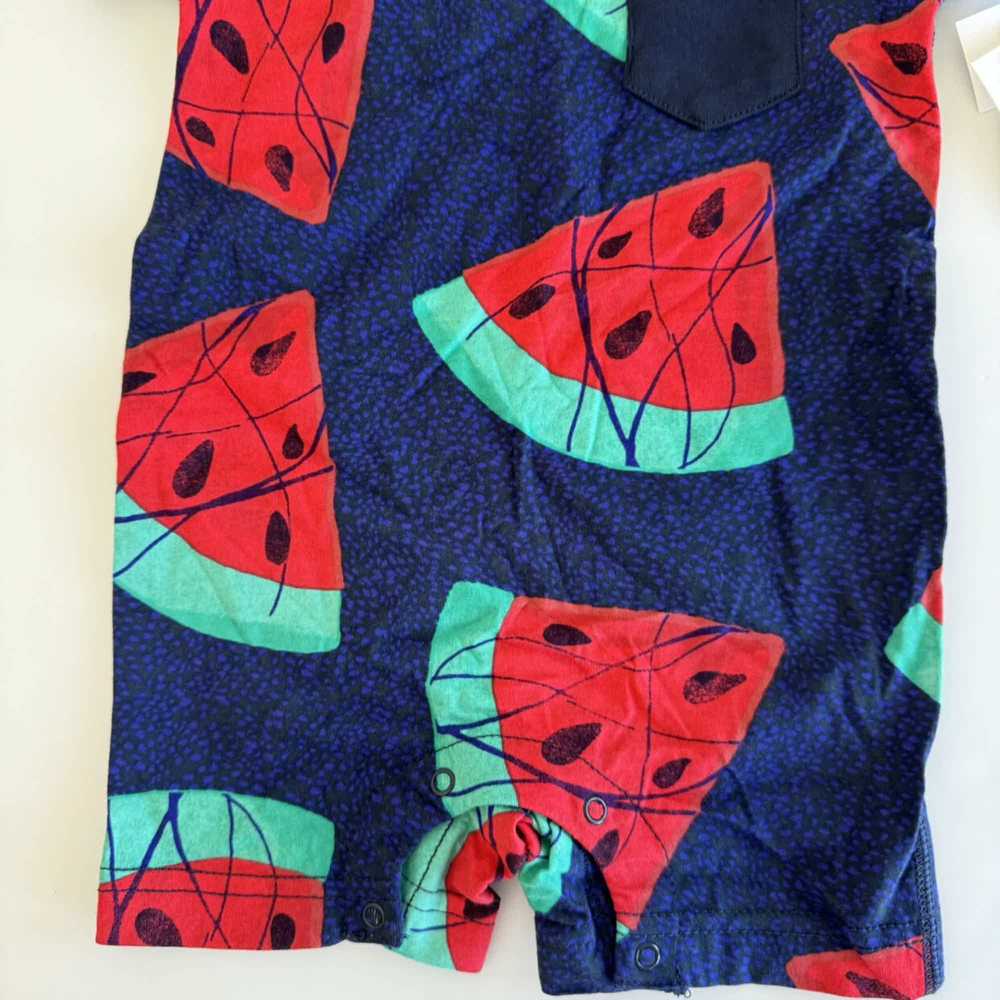 Tea Collection NWT Watermelon Pocket Romper - image 3