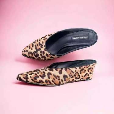 Antonio Melani Animal Print Slip On Wedges Calf H… - image 1