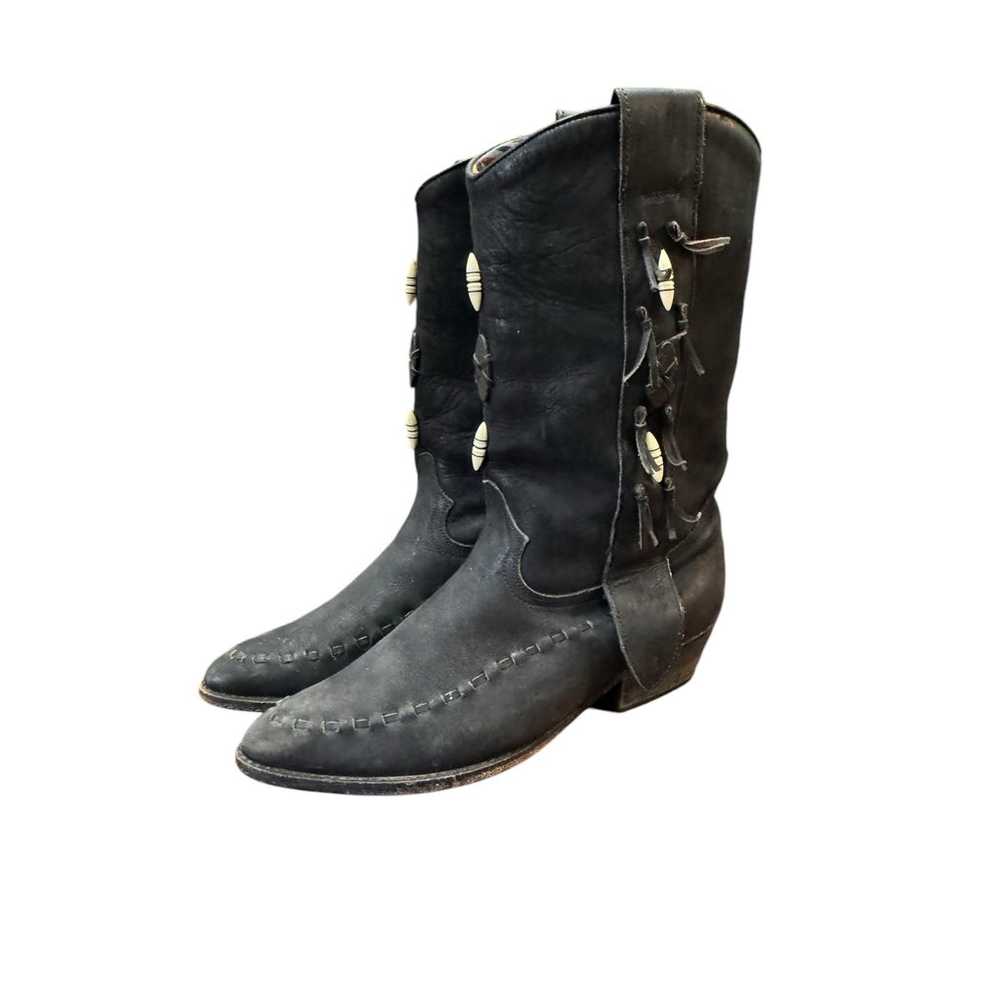 Dingo Womens Black Leather Beaded Western Cowboy … - image 1