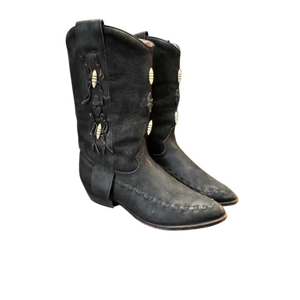 Dingo Womens Black Leather Beaded Western Cowboy … - image 2