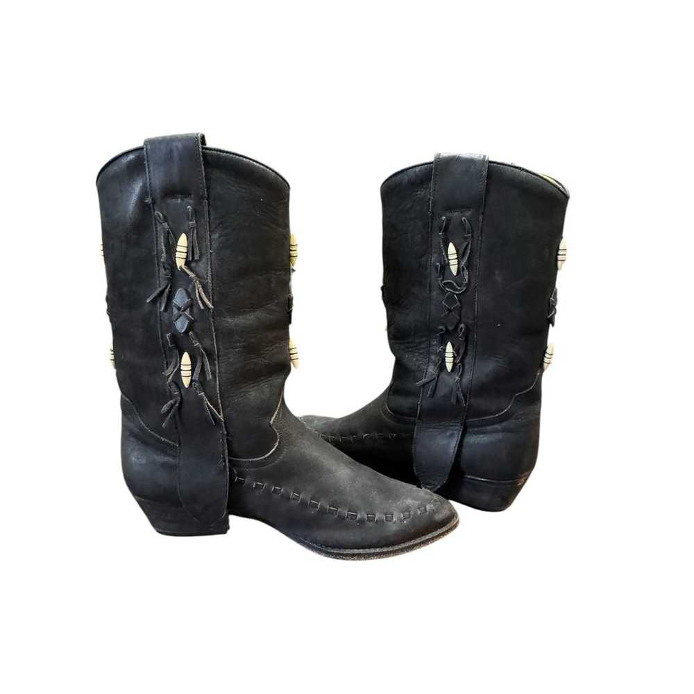 Dingo Womens Black Leather Beaded Western Cowboy … - image 5