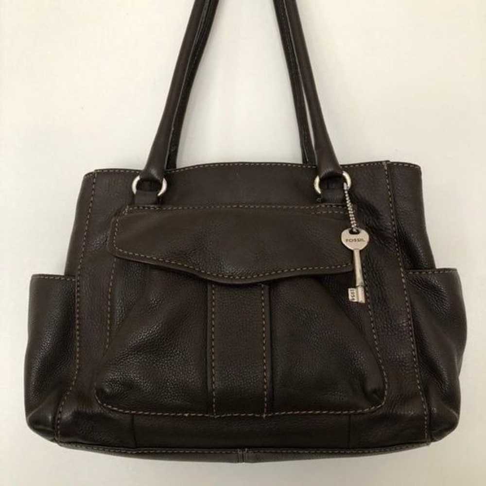 Vintage Fossil Brown Pebbled Leather Bag - image 2