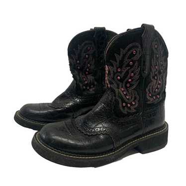 Ariat Fatbaby Boots Cowgirl Black Leather Pink Wes