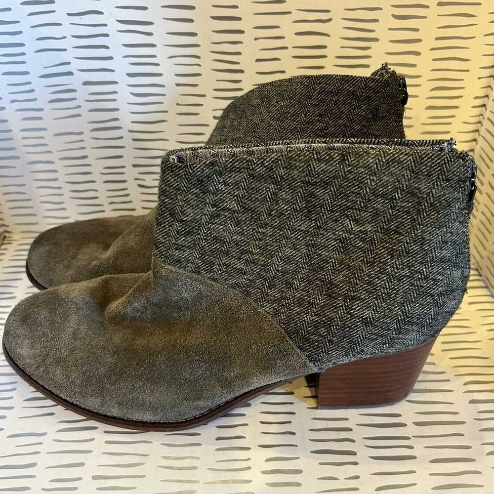 Toms Leila Olive Suede Herringbone Ankle Boots Bo… - image 2