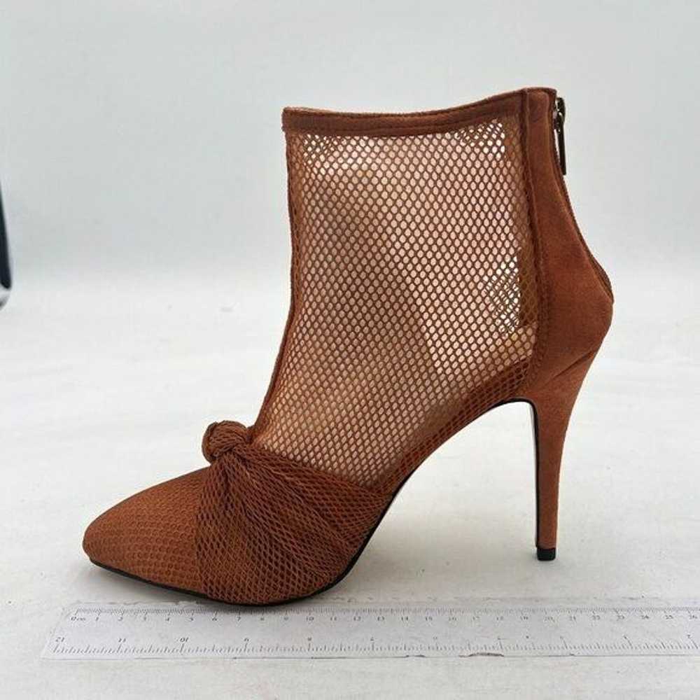 FSJ Brown Mesh High Heel Ankle Boots Closed Point… - image 2