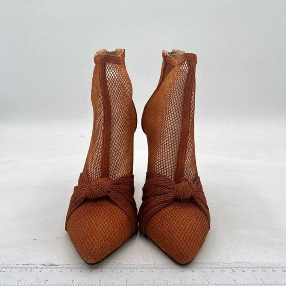 FSJ Brown Mesh High Heel Ankle Boots Closed Point… - image 3