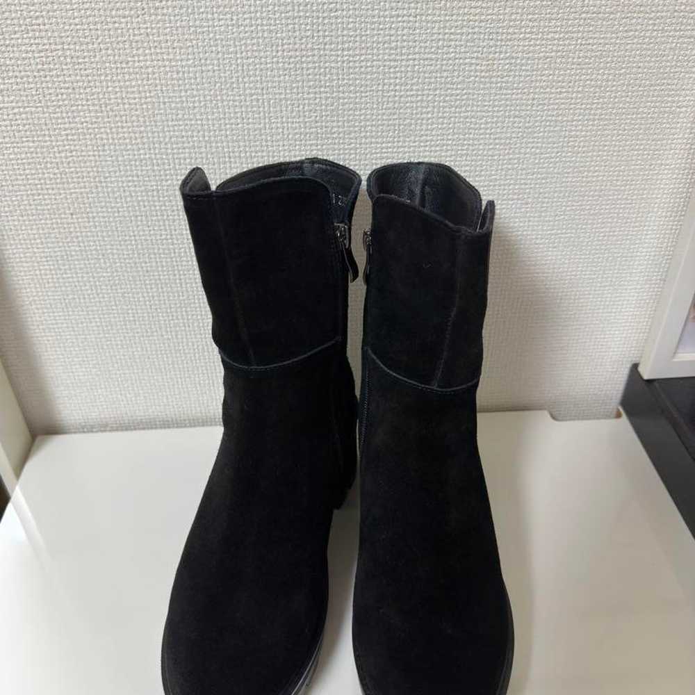 Warm suede short boots, black, size 23.5 cm - image 6