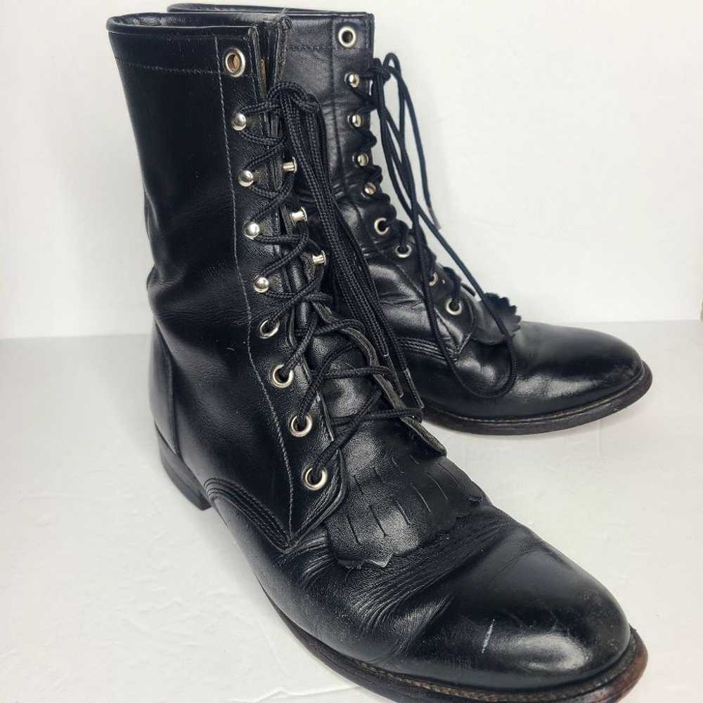 Justin Women's Roper Keltie Black Leather Boots S… - image 1