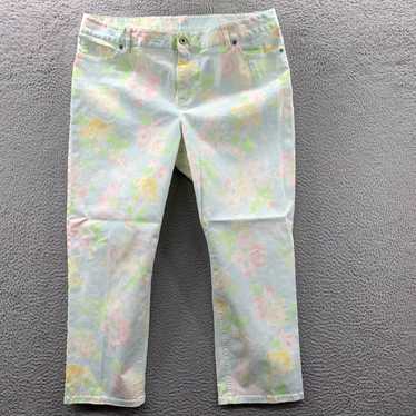 Vintage Floral White Women's Size 14 Pants with 3… - image 1